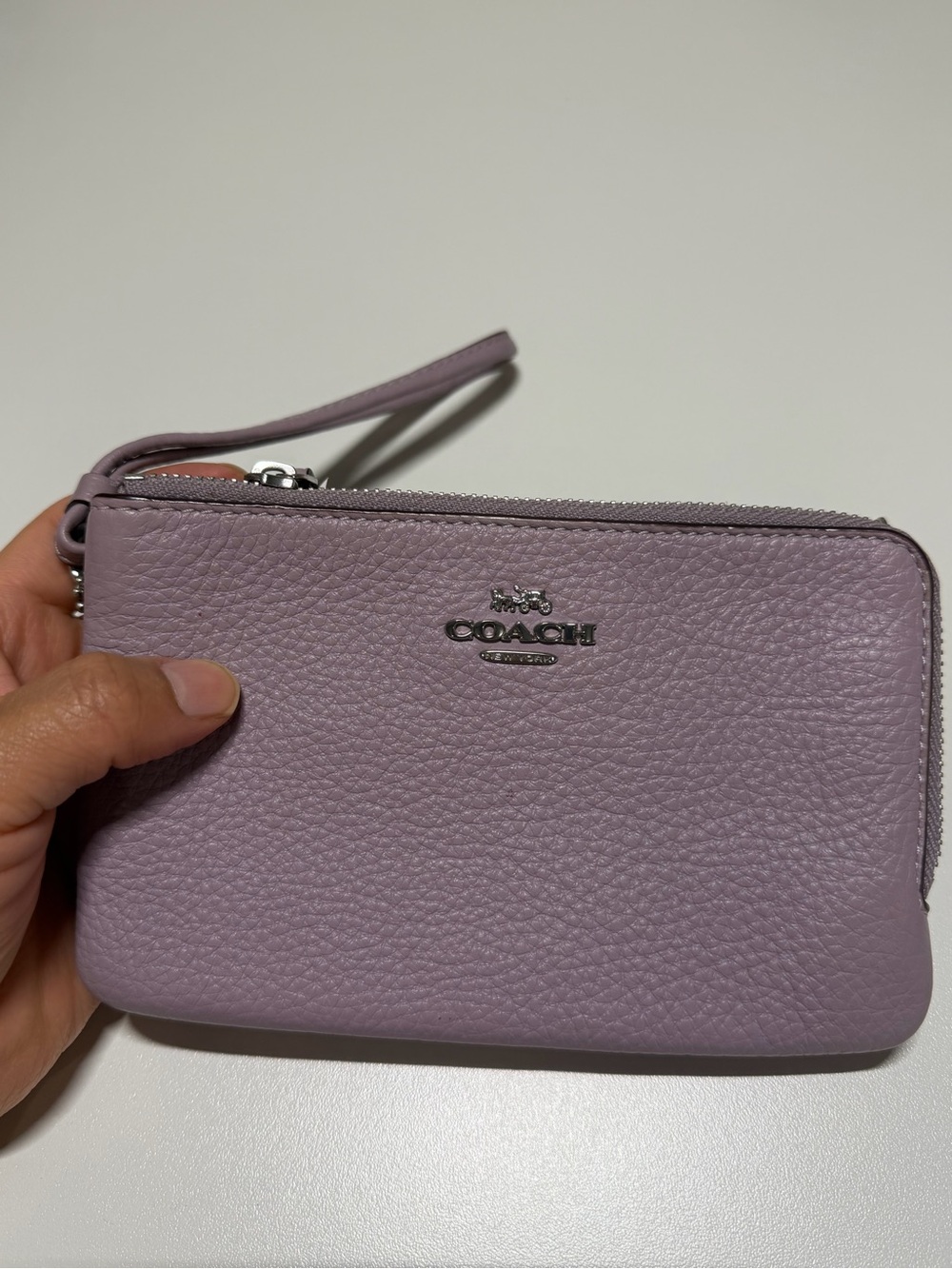 Coach Double Zip Wristlet Lavender Pebbled Leather Style 6649